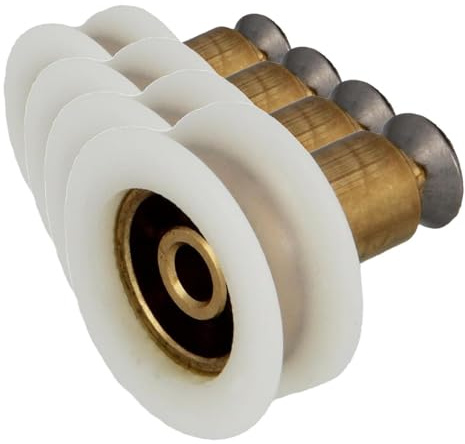 Amig - Set de 2 Rodamientos de mampara Mod. MMP11 - Ø24 X 23 mm - Nylon - Blanco - Rodamiento semicircular con tornillo avellanado PHILIPS DIN 965 A2-M5X8 - Para Puerta Corredera de Duchas de Baños