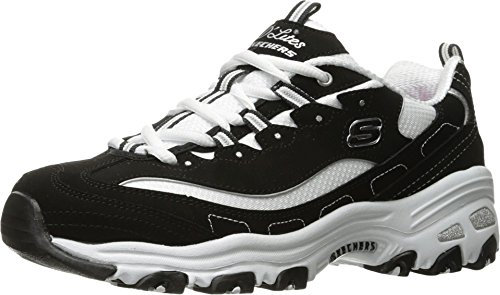 Skechers Women's D'lites biggest Fan Fashion Sneaker, Black White, 8 UK Wide