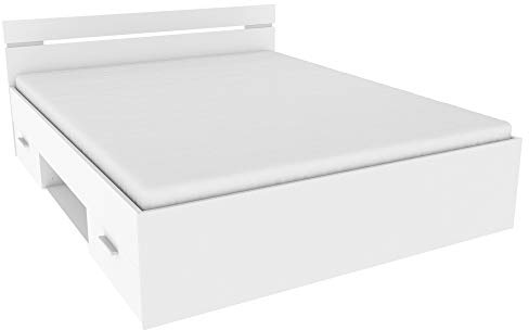 Demeyere, Lit Michigan, Avec Rangements, Blanc Mat, 160x200 cm, Fabriqué en France, Garanie 2 ans