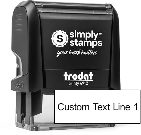 Custom Line Stamps | Custom Text Office Stamp | Short or Long | 20 Font Choices | Multiple Color Options | Up to 8 Lines of Text | Perfect for Personal or Professional Use (1-Line, Short)