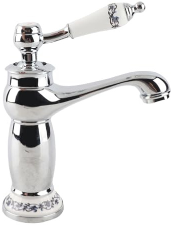 Miscelatore a leva singola rubinetto con motivo floreale, Risparmia acqua facilmente regola temperatura girevole, Materiali ottone resistente antiruggine installazione rapida