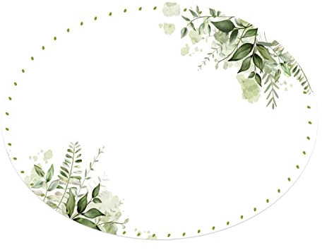Logbuch-Verlag 200 Etiketten auf Rolle zum Beschriften weiß grün Eukalyptus Sticker oval 6 x 4,5 cm Namensaufkleber Tischkarten Feste