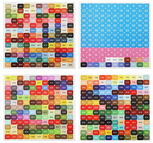 SAVITA 8pcs Color Number Stickers, 447 Color with DMC Number Stickers Painting Diamond Self Adhesive Waterproof Stickers and 26 Letters for Sorting Diamond Artistic Painting Storage Boxes(2 Set)