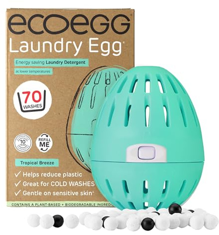 Ecoegg Laundry Egg | Detergent & Fabric Conditioner Replacement | No bio, enzymes, phosphates, bleach | Sensitive Skin | Tropical Breeze 70 Washes