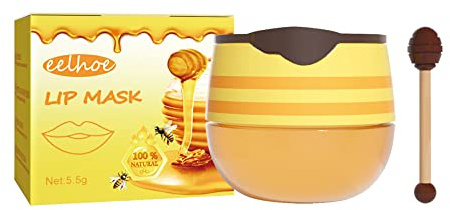 Laluerck Bálsamo exfoliante labial de miel/fresa, humedece los labios y elimina la piel muerta para la mayoría de los problemas de labios