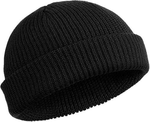 Beanie, Beanie Homme,Hat Casquette de Baseball Bonnet de Trawler Watch Cap Chapeau de Crâne à Revers Bonnet de Pêcheur Unisex (La Ligne Mau, Noir)