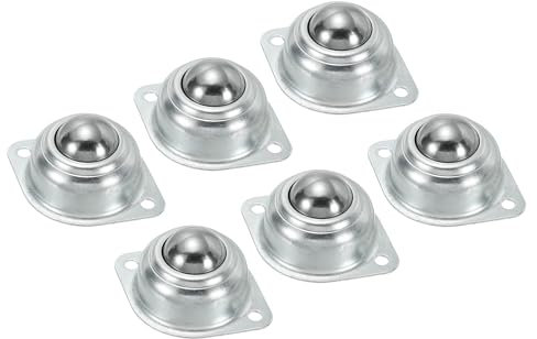 PATIKIL Roller Ball Transfer Bearing 1, 6 Pack Load 77lbs Flange Mounted Carbon Steel Rotation Caster Unit for Conveyor Roller Stand Transmission