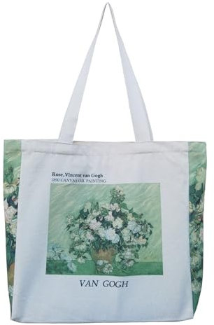 Tibroni Bolsa de yute estampada vintage, bolso de lona esthetic, bolsa de yute con cremallera, bolso de la compra, bolso grande, bolso de tela para mujer, trabajo