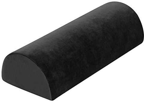 TANYOO Half Moon Pillow Bolster, Pain Relief Cushion with Removable/Washable Velvet Cover, Leg Elevation Pillow, Effective Support for Side and Back Sleepers, Neck, Legs, Knees & Waist (Black)