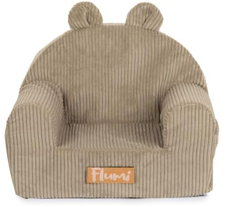 Flumi Personalisierte Kindersessel – Babysessel - Kindersitz fur Kinderzimmer Spielzimmer – Sessel mit Gravur Kindername (Beige Kord)