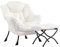 HollyHOME Fauteuil avec Repose Pied Fauteuil Relax, Fauteuil de Lecture Fauteuil Scandinave Fauteuil de Salon Fauteuil Chaise D'appoint, Peluche Blanc