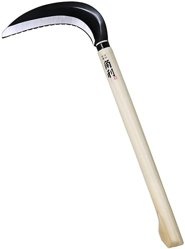 KAKURI Japanese Weeding Sickle 18 [Triple Edged Blade] Grass Sickle Handheld Weeding Tool, Razor Sharp Japanese Carbon Steel Blade, Made in Japan