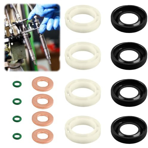 Kit de Joint Injecteur 1.6 HDI, 16 Pièces de Remplacement de Joint D'injecteur Diesel Compatible avec Citroen, Accessoires d'Injecteur Universels Peugeot(1314368, 1982A0) (Vert)
