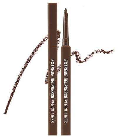 CLIO Extreme Gelpresso Pencil Eyeliner, Gel Smooth Waterproof Formula, One Swipe High Pigment Color, Smudge Resistant Long Wear, Creamy Glide, Blend Control, Defined Eye Precision (002 Deep Brown)
