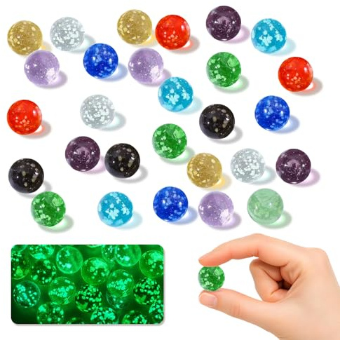 30 Billes de Verre, 16mm Billes Lumineuses dans Le Noir, Billes Lumineuses pour Enfants, Billes de Verre Multicolores, Jeux de Billes Lumineuses pour Enfants, Billes pour Jeux d'enfants, Projets DIY