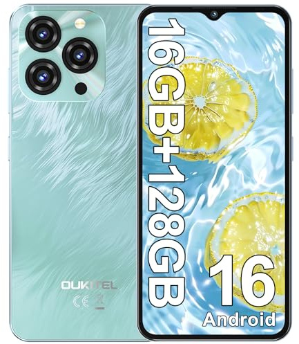 OUKITEL C3 Telephone Portable Pas Cher - 16(4+12)Go +128Go/TF 1To Smartphone Pas Cher, Écran 6.52 Smartphone Débloqué Android 14, Batterie 5000mAh Téléphone, 13MP/4G Dual SIM/GPS/3.5MM/Face ID - Bleu