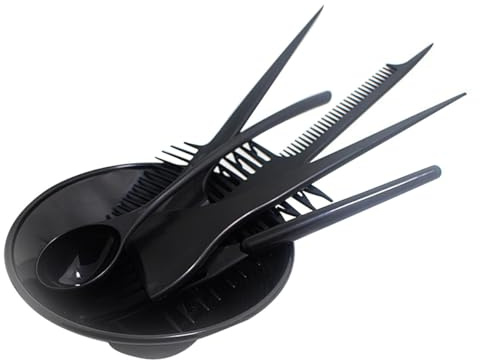 SHOWERORO Kit de Tinte para Cabello Negro Cepillo Flexible y Tazón de Mezcla Profesional para Aplicaciones de Color y Tratamientos Casa y Salón