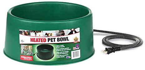 Farm Innovators Heated Pet Water Bowl, 60W Heated Water Dish - 1.5 Gallon Plastic Watering Station with Anti-Chew Cord Protector for Dogs & Cats