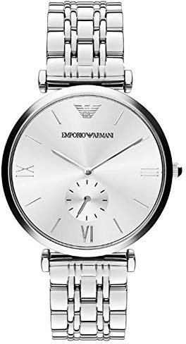 Emporio Armani Uhr für Herren , Quarzwerk, 40mm Silbernes Edelstahlgehäuse mit Edelstahlarmband, AR1819