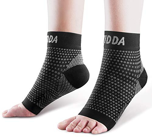 AVIDDA 2 Pack Ankle Support Brace for Men and Women, Compression Sleeve Socks for Plantar Fasciitis, Sprained Ankle, Ligament Damage, Achilles Tendonitis, Sports, Running - Black S
