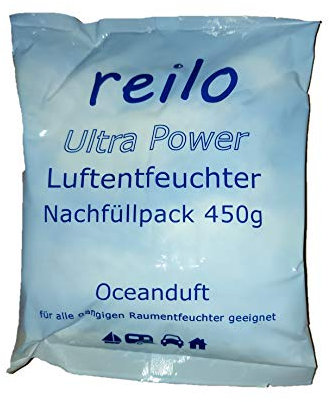 reilo 12x 450g Luftentfeuchter Granulat mit Oceanduft, Raumluftentfeuchter im Vliesbeutel, Nachfüllpacks für gängige Entfeuchterboxen, Lufttrockner für Wohnraum, Schlafzimmer, Keller