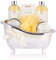 BRUBAKER Cosmetics Bade- und Dusch Set Vanille - 7-teiliges Geschenkset in dekorativer Wanne - Wellness-Set in Badewanne Silber
