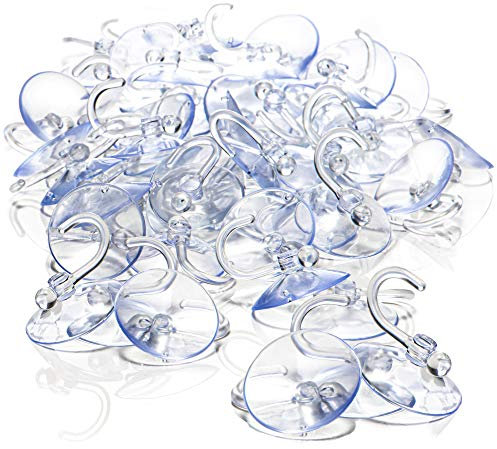 com-four® 80x Saugnapfhalter mit Kunststoffhaken - Mehrzweck-Haken für Lichterketten und andere Dekoration - Wandhaken (80 Stück - Ø 4cm)