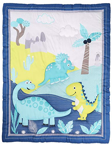 HMtideby Dinosaur Themed Baby Toddler Blanket Quilt Cot Comforter Crib Baby Quilts for Boys and Girls Nursery Bed Throw Blanket 84x107cm Suitable for All Season