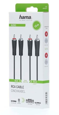 Hama Kabel 2x Cinch - 2x Cinch (RCA, Stereo, Kabel, Audio, 2xRCA, 1,52m) schwarz