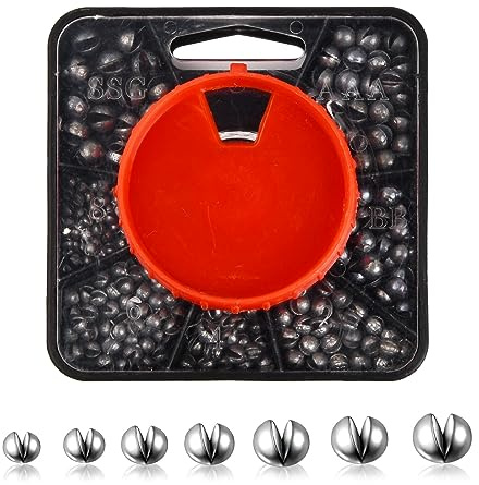 Wisebom Plombs de pêche Boîte Split Shot Plombs 179 Pièces, Plomb Bouche, Accessoires de Pêche avec Boîte, Plombs de Ligne de pêche 7 Tailles, 0,2g/0,35 g/0,4 g/0,6 g/0,8 g/1 g/1,5 g