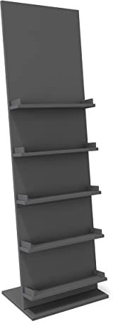 Prospektaufsteller aus Holz, Prospektständer B50 x H166 x T38 cm, Katalogpräsenter mit 5 Ablageböden für je 3 x DIN-A5 Printmedien, Zeitschriftenständer mit hoher Standhaftigkeit (Anthrazit)