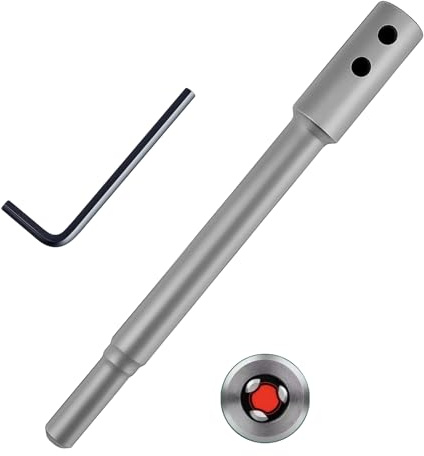 Extensión extralarga de 170mm para brocas Forstner con vástago triangular de 3/8 (9,5mm), portabrocas 10,5mm, prolongador de acero al carbono para perforaciones profundas en madera,incluye accesorios