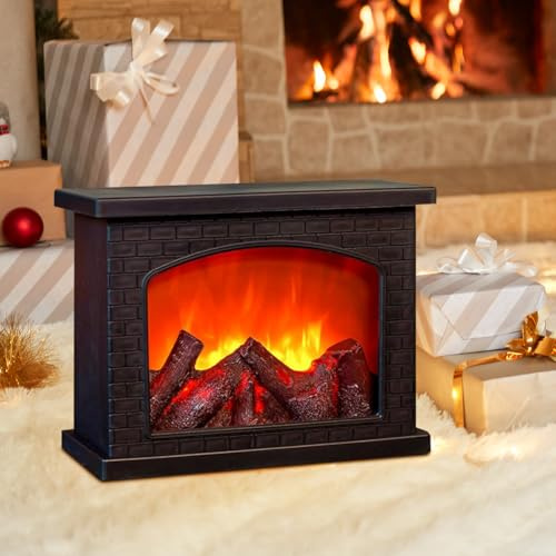 RANJIMA Chimenea LED, lámpara decorativa para chimenea, chimeneas eléctricas con efecto de llama, estufa de chimenea, simulación de chimenea, decoración de Navidad, decoración de invierno