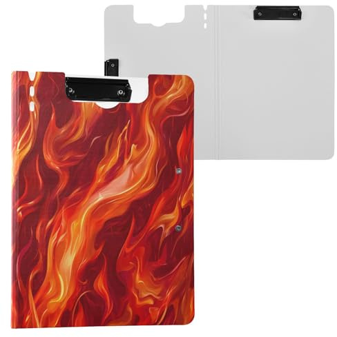 JUMBEAR Portapapeles de fuego naranja A4 con clips dobles, tablero plegable con tapa, organizador personal ligero adecuado para hospitales, oficina, escuela, negocios, suministros de aula