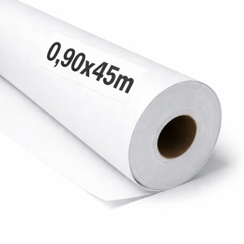 OFITURIA Papel Kraft Blanco - Rollo 0,90x45m - 1 Rollo - Papel de Embalaje y Regalo - Manualidades y Patrones de Costura - Resistente y Fácil de Cortar