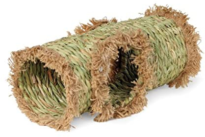 Prevue Pet Products Hendryx Nature's Hideaway Grass Tunnel Toy - for Guinea Pigs, Dwarf Rabbits, Rats, Ferrets, Woven Hay & Grass, Natural Hide & Explore Toy