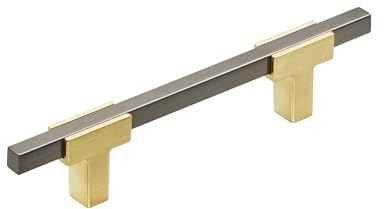 Amerock | Cabinet Pull | Brushed Gold/Black Chrome | 3-3/4 inch (96 mm) Center to Center | Urbanite | 1 Pack | Drawer Pull | Drawer Handle | Cabinet Hardware