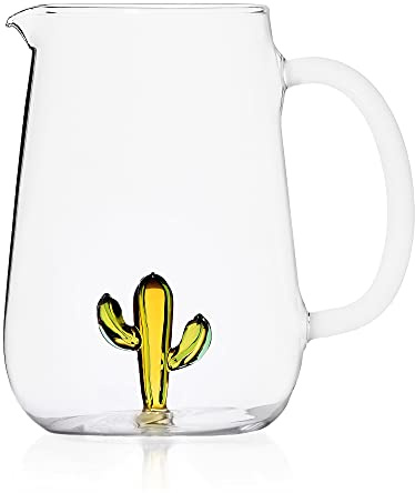 Ichendorf Milano Brocca Cactus Verde/Ambra | Collezione Desert Plants | 45 cl | Vetro Borosilicato | Fatto a Mano