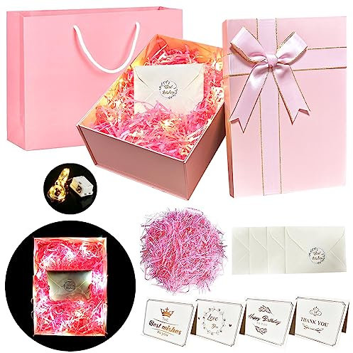 YeahBoom Geschenkbox Mit Schleife,Geschenkschachtel,Geschenkbox mit Deckel,Geschenkverpackung Box mit Band,Geschenkkarton Für Geschenke,Hochzeit,Party,Valentinstag,Geburtstag