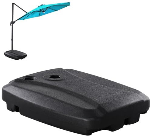 GOPLUS Sonnenschirmständer mit Rollen, Schirmständer befüllbar mit 60KG Wasser / 95KG Sand, Sonnenschirm Ständer mit Vormontierter Kreuzbasis, HDPE, ideal für 65mm Schirmstange