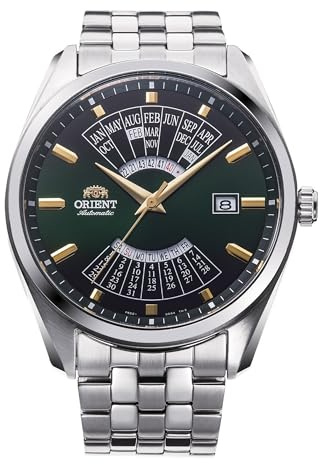 Orient Contemporary Multi Year Calendar - Orologio Da Uomo Automatico a Carica Manuale Casual Bracciale e Cassa In Acciaio Metallizzato Quadrante Verde - RA-BA0002E30B RA-BA0002E