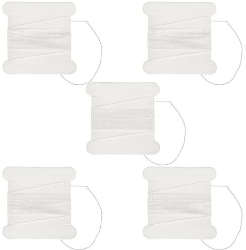 Beebeecraft 5 pieza de 2.19 yardas de Cordón de Seda Real Blanco Elementos Básicos Sedas Puras Naturales Hilo de Perla para Enhebrar Cordones para Anudar Perlas Piedras Preciosas Cristales Cuentas
