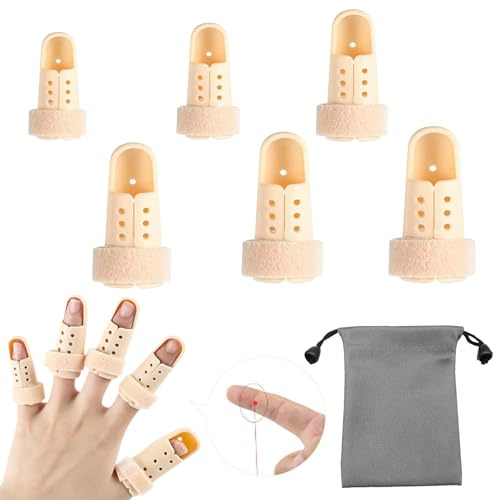 Laralily Paquete de 6 Protector Dedos Mano,Férula Fija para Rehabilitación de Dedos,Multiusos Férulas para Dedos,Cómodos Y Transpirables,Adecuados para Jardinería Y Entrenamiento de Baloncesto