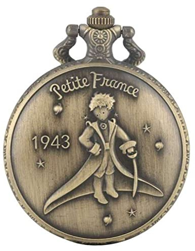 HUIBBGO Reloj de Bolsillo clásico de Cuarzo de Bronce Azul de la película El Principito, Regalo Popular para niños y niñas