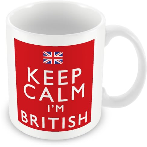 MUGGZ Keep Calm I’m British Red Mug | Funny UK Gift | Ceramic Coffee Tea Cup | 11oz Dishwasher Microwave Safe