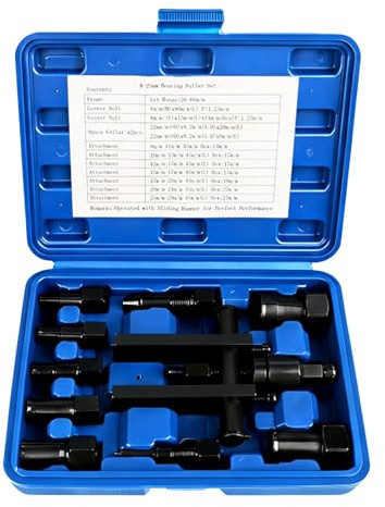 Set di estrattori per cuscinetti interni, 8 – 25 mm, estrattore cuscinetti a sfera – 10 pezzi attrezzi per moto e bicicletta – robusto estrattore per cuscinetti interni con valigetta per smontaggio