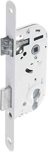 Vachette Serrure à Encastrer trou de cylindre, Axe à 40 mm, Coffre 135 mm - D4500 - Réversible sans démontage, Têtière bouts ronds, Verrouillage 1 tour - Porte d'entrée, de service - Blanc