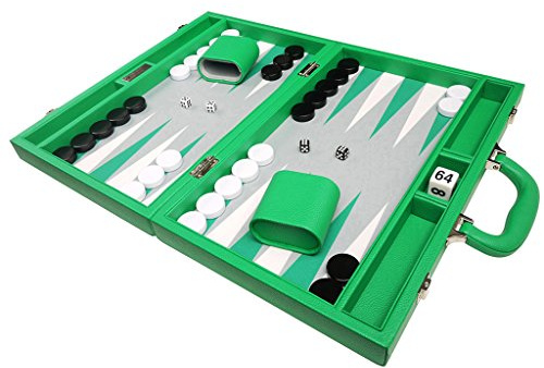Silverman & Co. 16-tums premium backgammon set – Green Board – 2 spelare – ålder 8+
