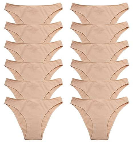 Toocool - Stock 12 Pezzi Slip Donna Mutandine Basic Elasticizzato Cotone Nuovo 170-12 [S/M,Beige]