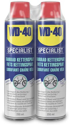 WD-40 Specialist Fahrrad Kettenspray 2x250ml – Vielseitiges Kettenspray für Fahrräder mit Rostschutz, Schmierung und Allwetterschutz, schützt alle Fahrradtypen vor Feuchtigkeit und Schmutz